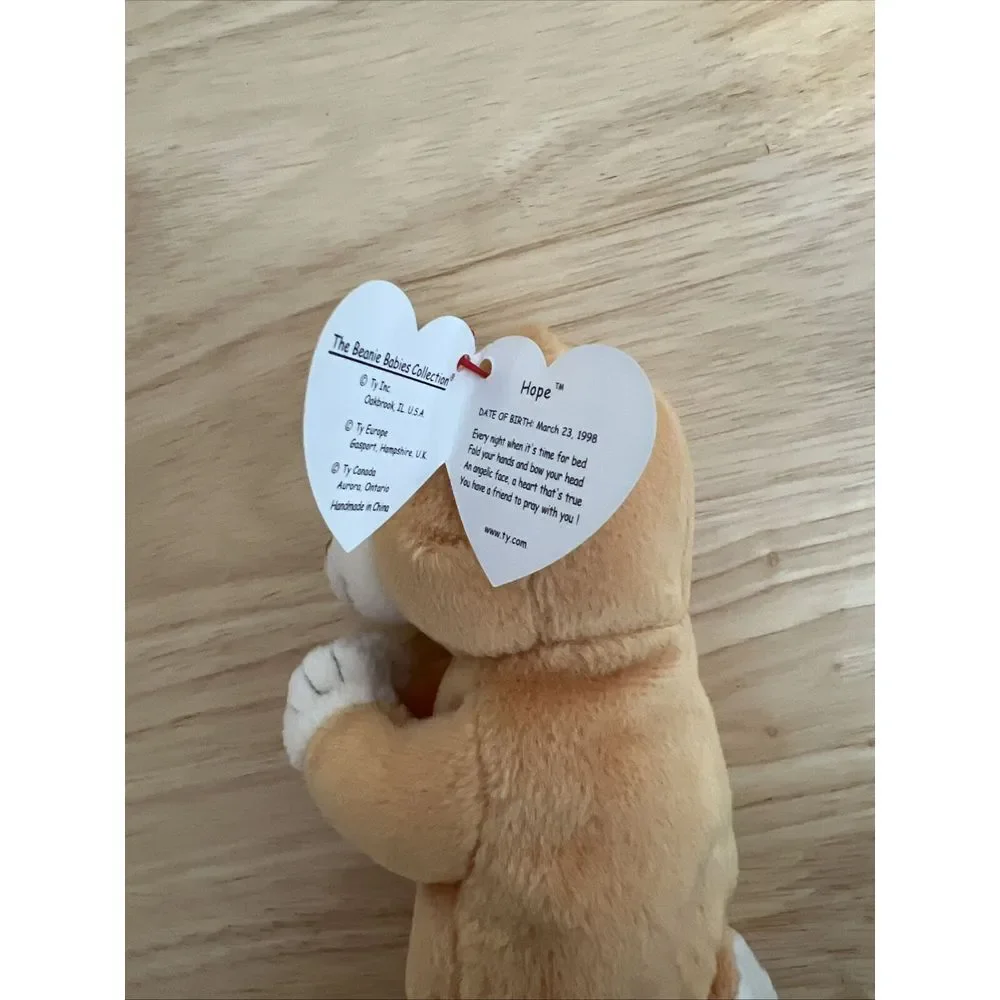 Rare Beanie Baby - Hope the Praying Bear - 1998/1999 -‎ Mint with Tag Errors